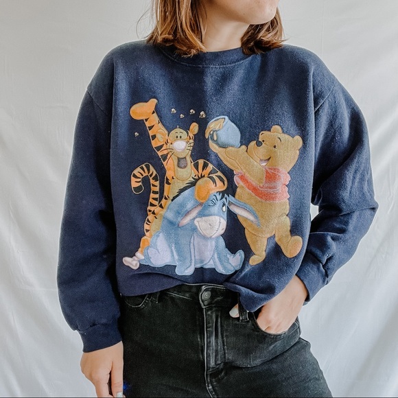 Disney Sweaters - DISNEY | Vintage Navy Blue Winnie The Pooh / Tigger / Eeyore Crew Neck Pullover